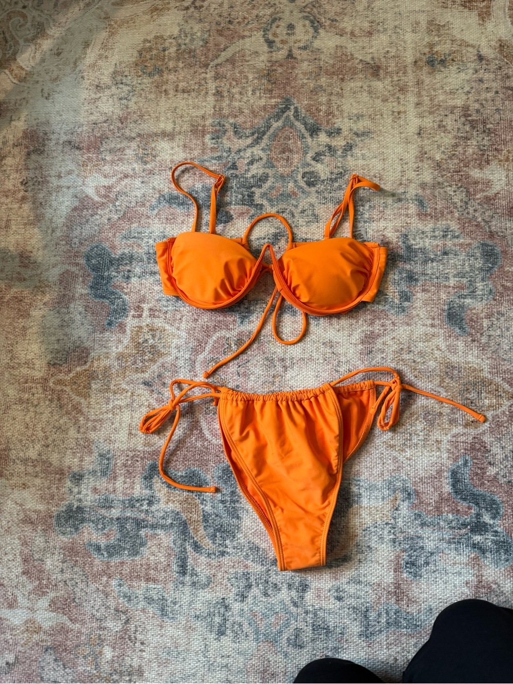 Lulu's Bright Orange Ruched Bikini Top